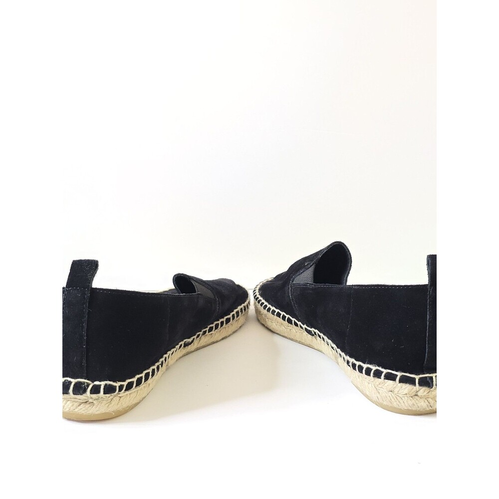 Vince Womens 11 Black Suede Espadrille Slip On Shoes Flats Jute - Picture 6 of 12